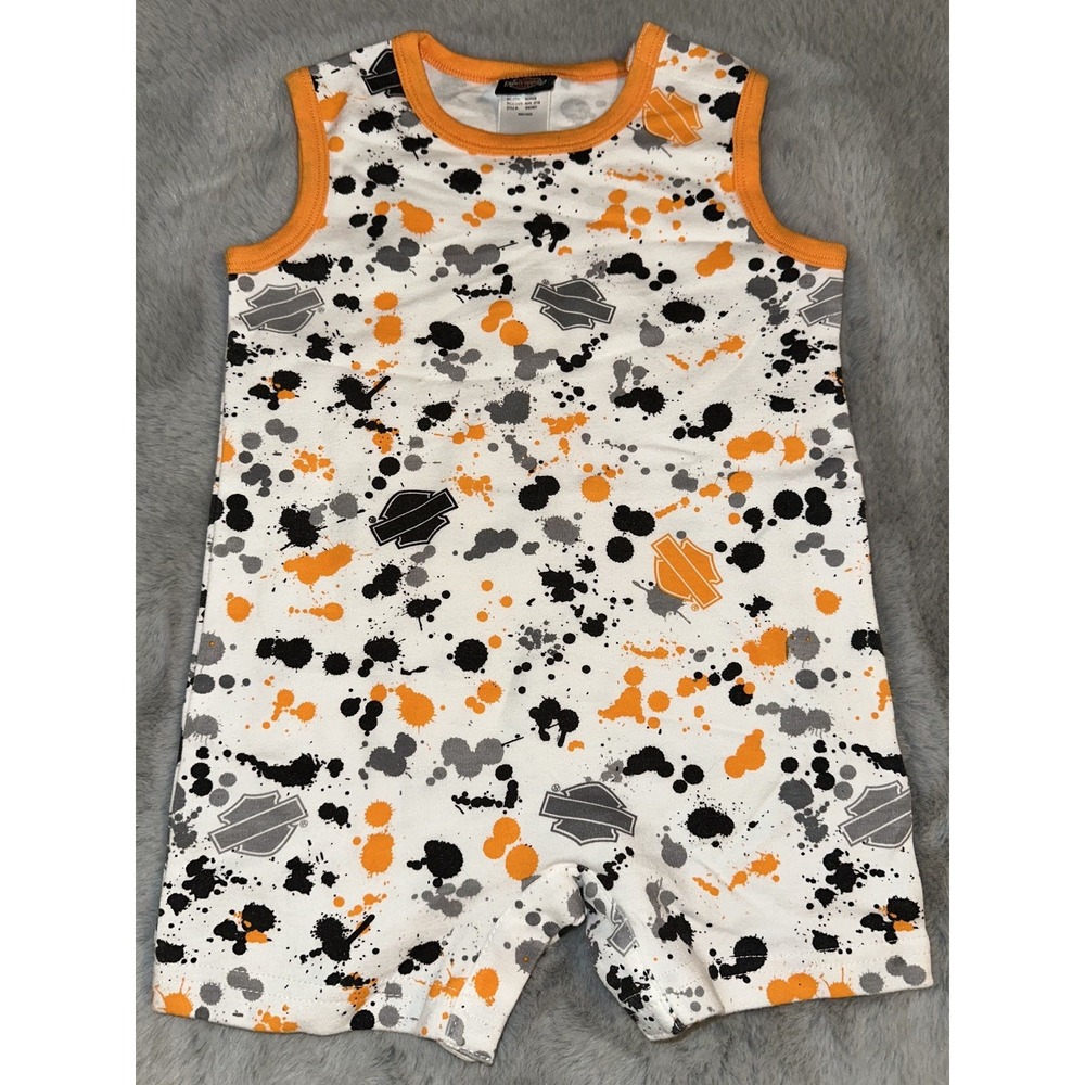 Harley Davidson HD Motorcycle Baby One Piece 18 Months White Orange Black Logo